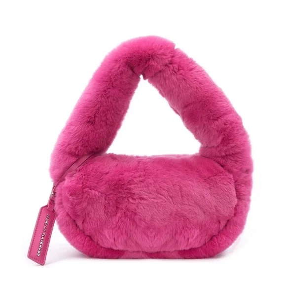 Brandon Blackwood Parker Shoulder Bag in Hot Pink Rex Rabbit Fur - Picture 4 of 13